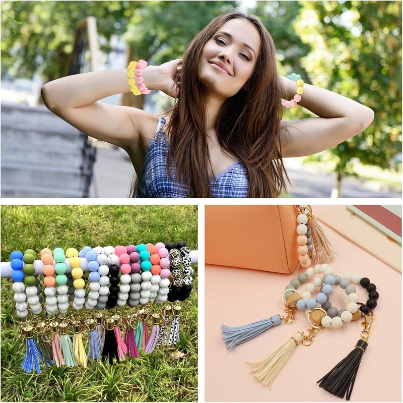 ASTARON 100 Pcs 15mm Silicone Beads for Keychain Making, Pink Green White Beads Bulk Round Beads for Bracelets Crafts Beadable Pens Decorations Jewelry Making Supplies - Image 5